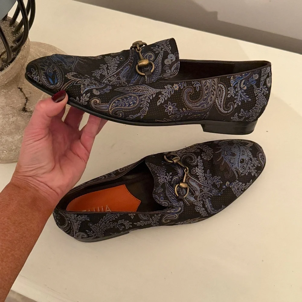 Tallia Men's Lorenzo bit paisley Loafers size 10 black dress shoes